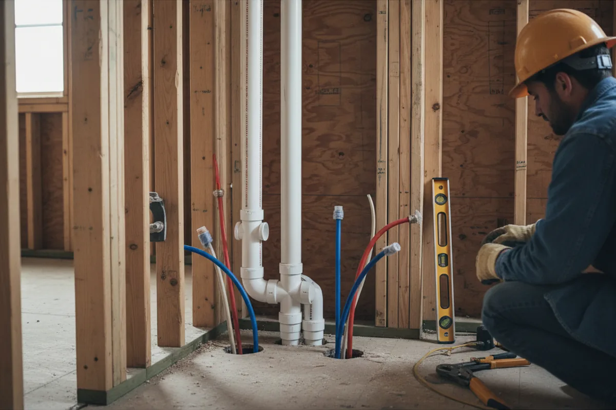 Drain and supply rough-in during Garbage Disposal Repair in Santa Rosa