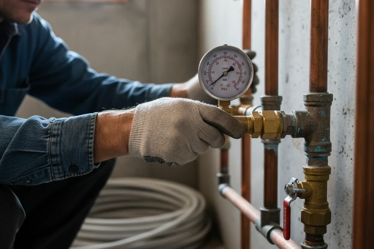 Pressure testing a repaired line during Water Line Repair in Santa Rosa